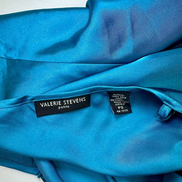 Vintage Silk Cami Blouse Teal Blue Women's Petite Small 90s Y2K Minimalist Retro - Picture 7 of 8